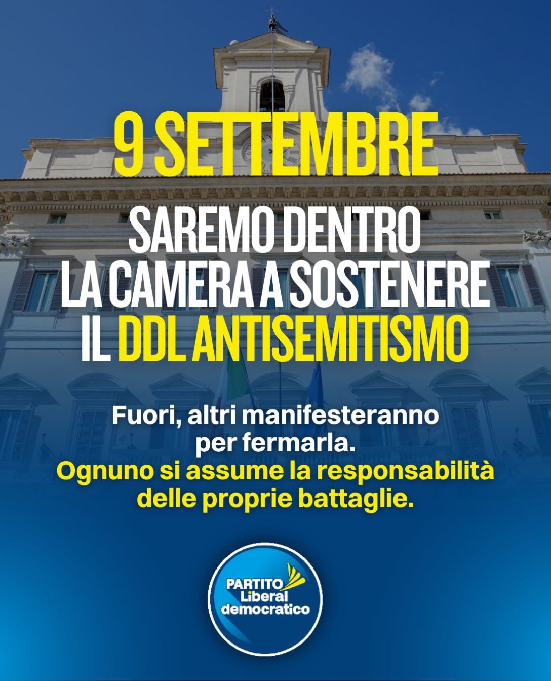 Il 9 settembre noi saremo alla Camera con il nostro Segretario nazionale, On. Luigi Marattin, a sost